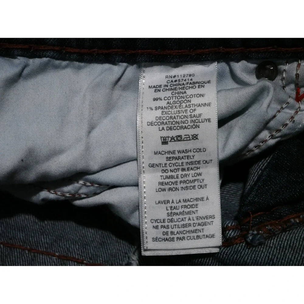 True Religion Ricky Super‎ T Straight Leg Jeans Dark Wash Orange Stitching Mens